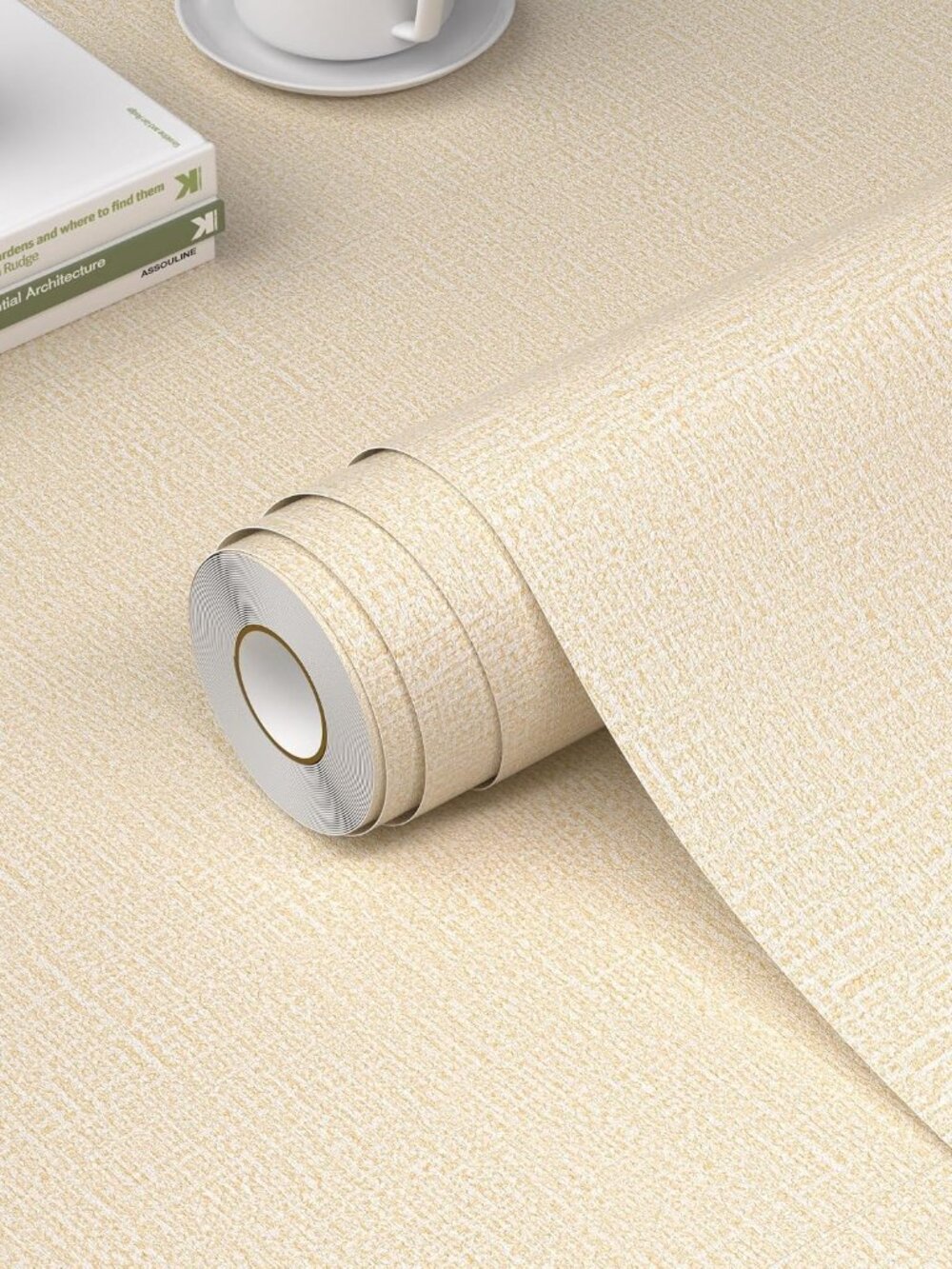 Grasscloth Peel and Stick Wallpaper 15.7in x 78.7in, Textured Contact Paper for